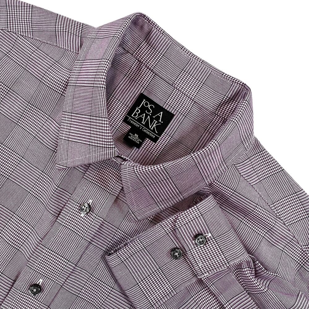 Jos. A Bank Dress Shirt Travelers Collection Purple Houndstooth Mens XL